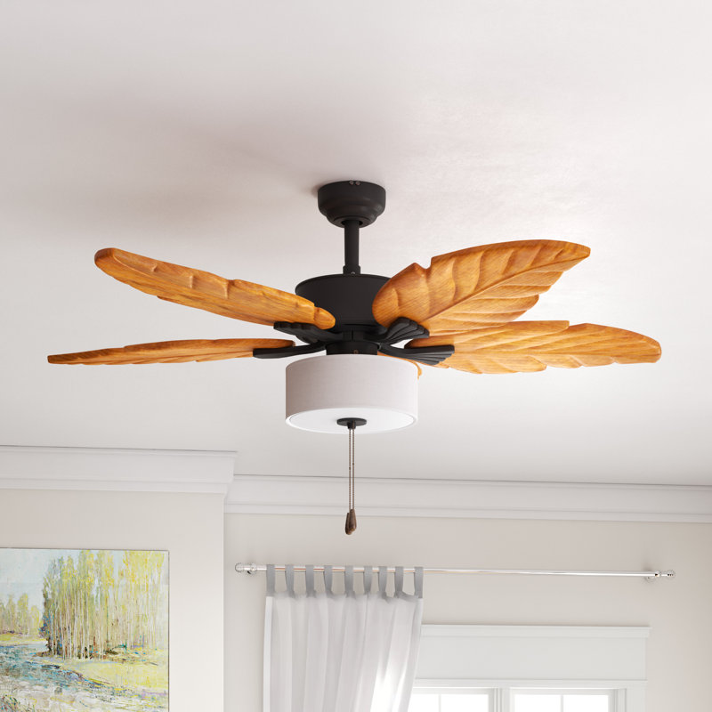 Bay Isle Home 52" Everetts 5 Blade Leaf Blade Ceiling Fan with Light